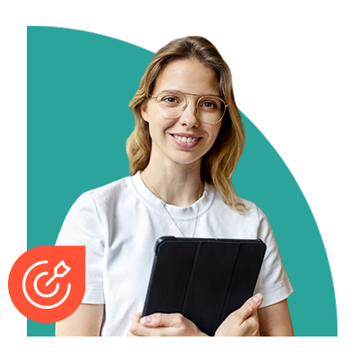 Female holding ipad
