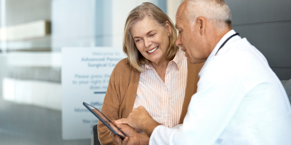 Patient reviewing information with doctor