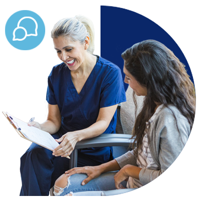 Woman discussing health options
