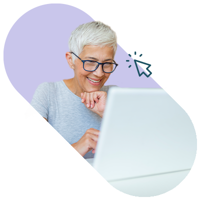 Older lady on laptop smiling