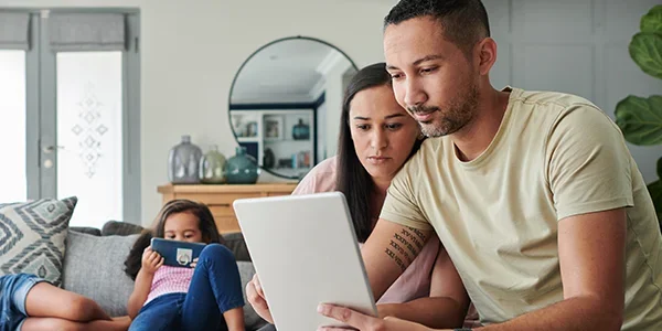 Family reviewing patient information