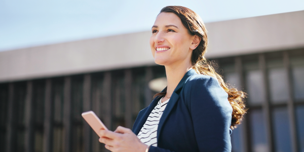 Woman on phone smiling