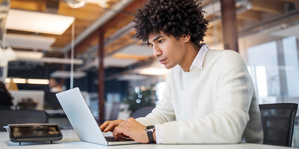 Man working on laptop