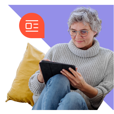 Woman reading a tablet