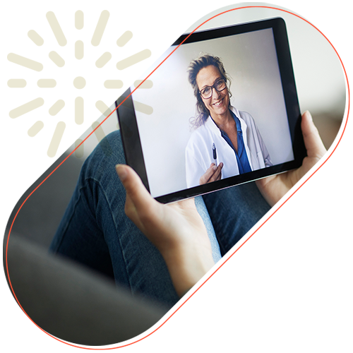 Tablet showing doctor smiling