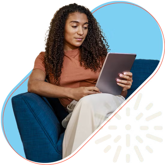Lady looking at ipad