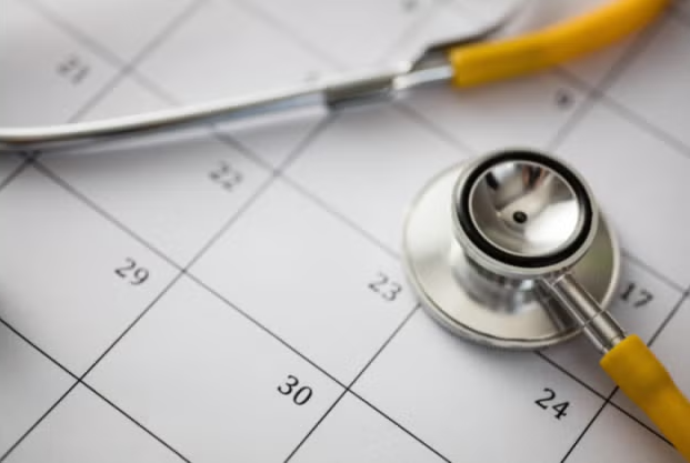 Stethoscope on calendar