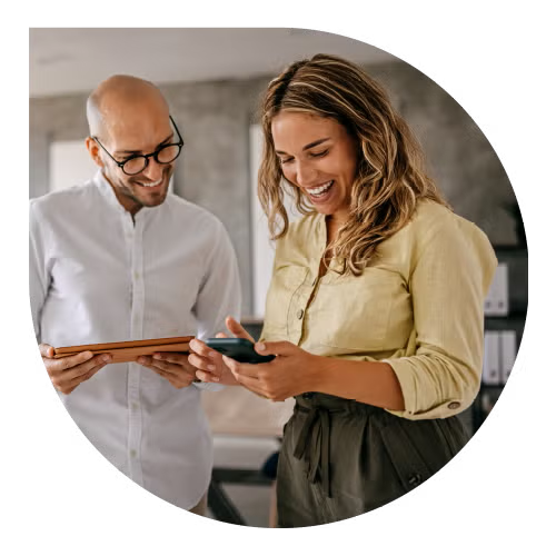 Lady and man working on ipad