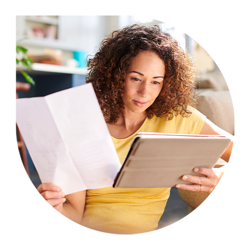 Lady looking at paperwork