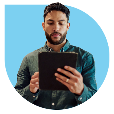 Man looking at ipad