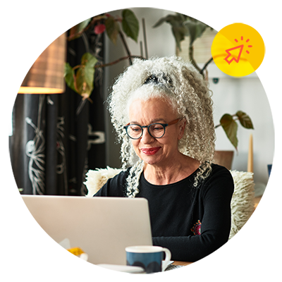 Older female looking at computer