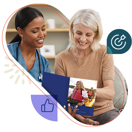 Doctor showing patient brochure