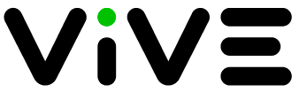 Vive logo with black and green text.