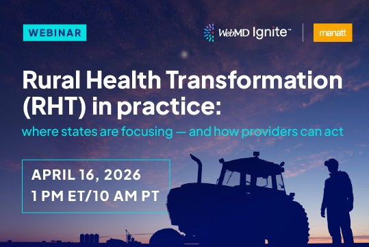 Silhouetted tractor at sunrise with webinar details.