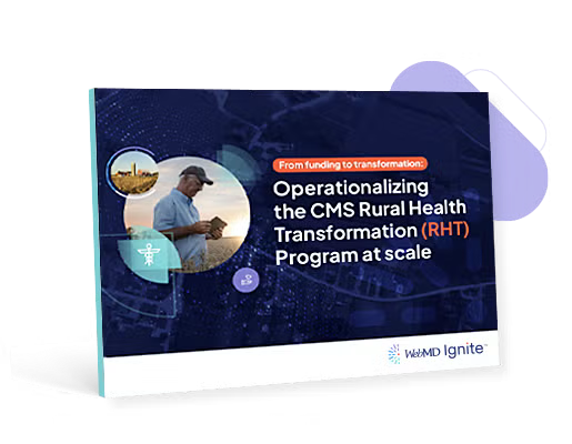 Brochure on rural health transformation, featuring a farmer.