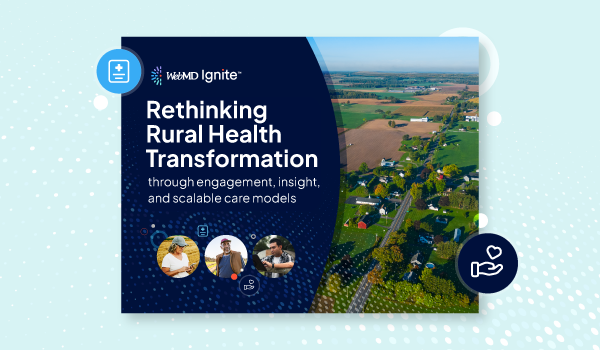 Graphic promoting Rethinking Rural Health Transformation with rural farmland aerial view