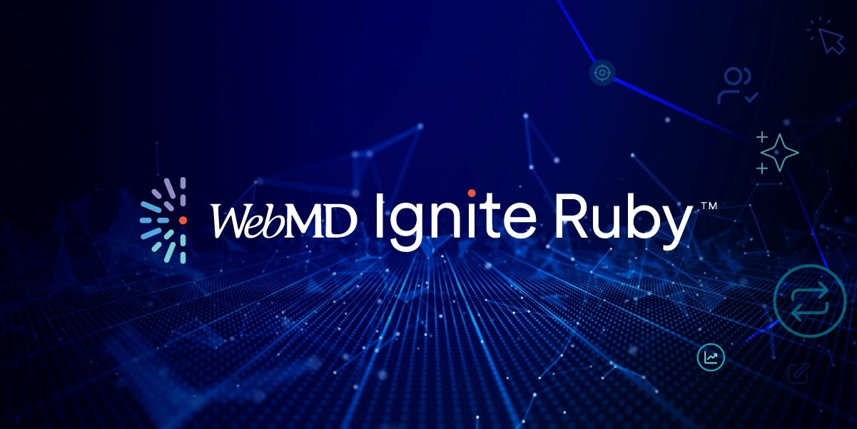 Imagen: WebMD Ignite Imagen oficial de WebMD Ignite Ruby con su nombre sobre una red digital azul