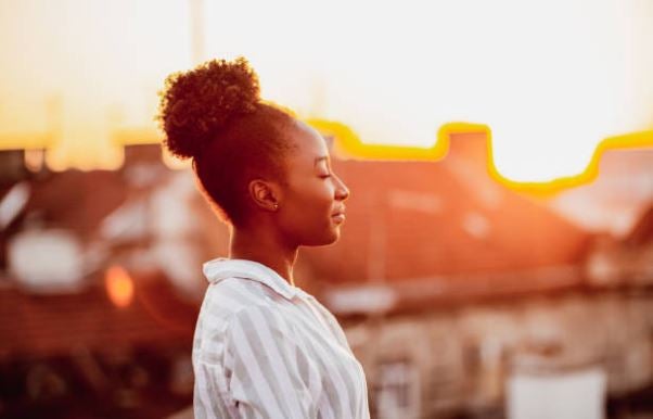 Black woman side view