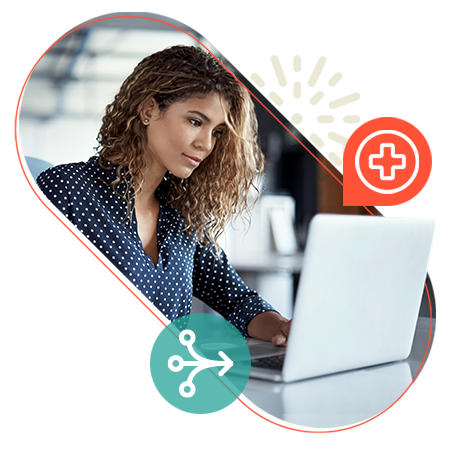 Woman working on a laptop