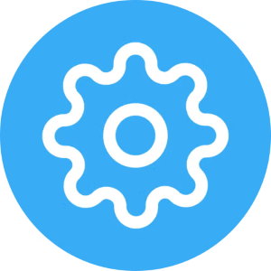 blue gear icon