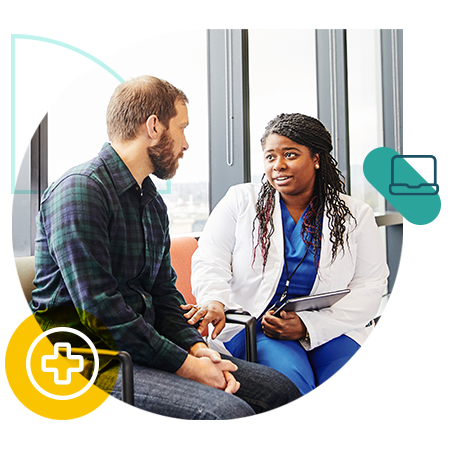Doctor talking with patient
