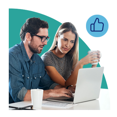 Couple using laptop