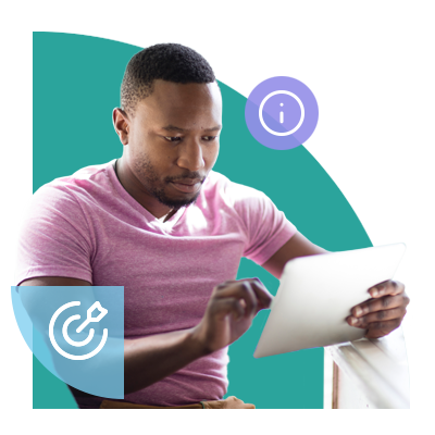Man reading tablet