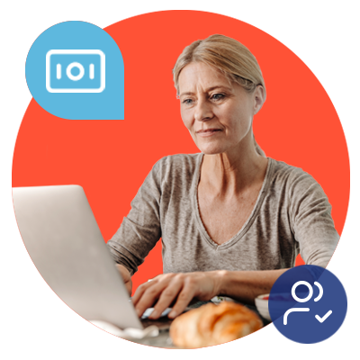 Woman researching health plans on laptop computer