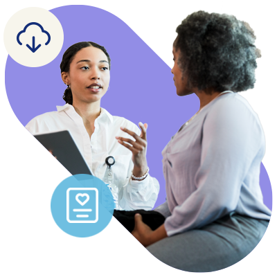 Woman talking to doctor