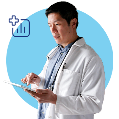 Doctor looking at ipad