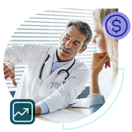 Doctor talking with patient looking at ipad
