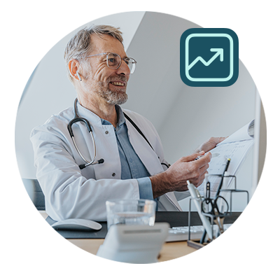 Doctor looking at computer