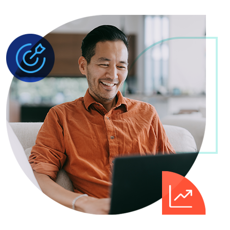 Man smiling on laptop