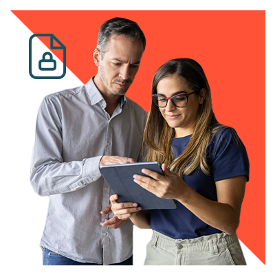 Two people looking at ipad