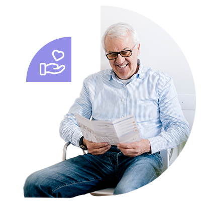 Older man looking at brochure