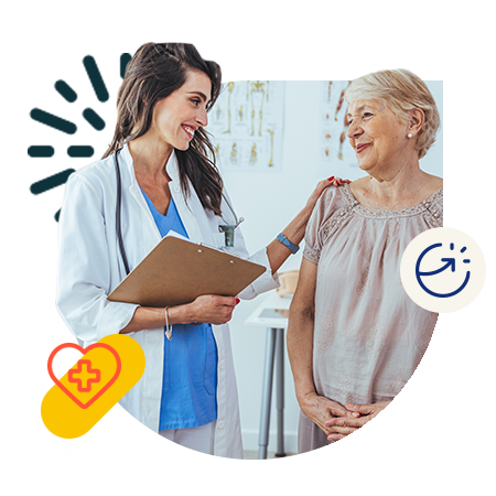 Doctor talking with patient looking happy