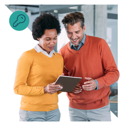 Two people looking at ipad