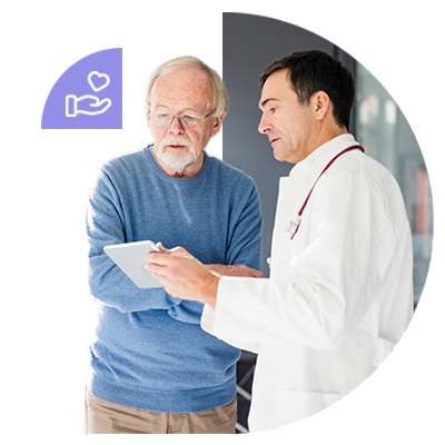 Doctor talking with patient looking at ipad