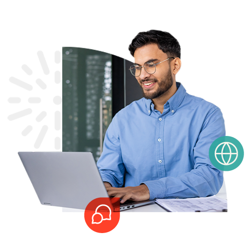Man on laptop working