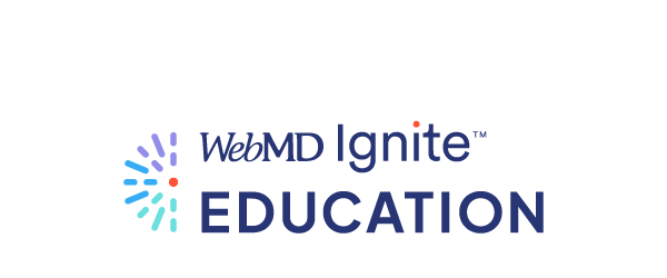 WebMD Ignite Education logo, text with colorful burst design.